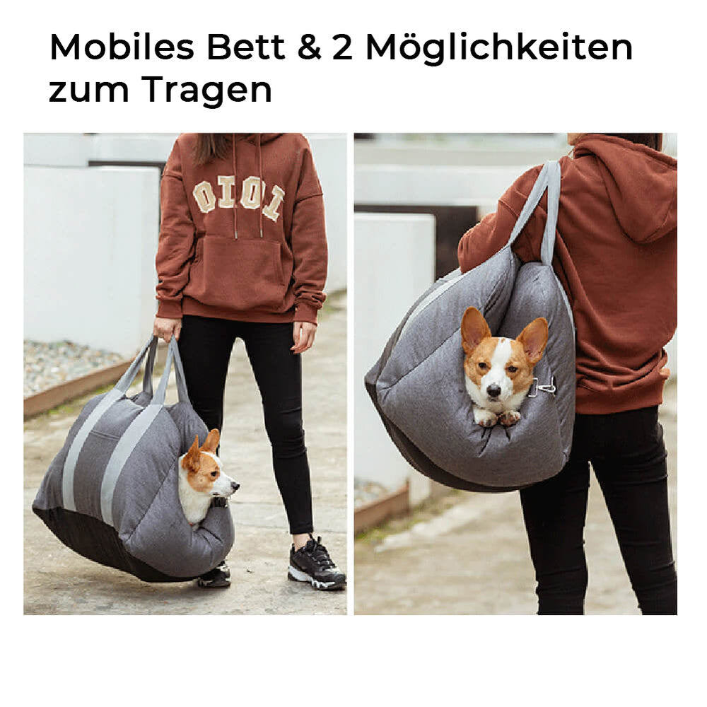 "Hunde Autositzbett Grau Einzelsitz, weich gepolstert, abnehmbar, stabilisierende Sicherheitsleinen für sicheres Reisen"