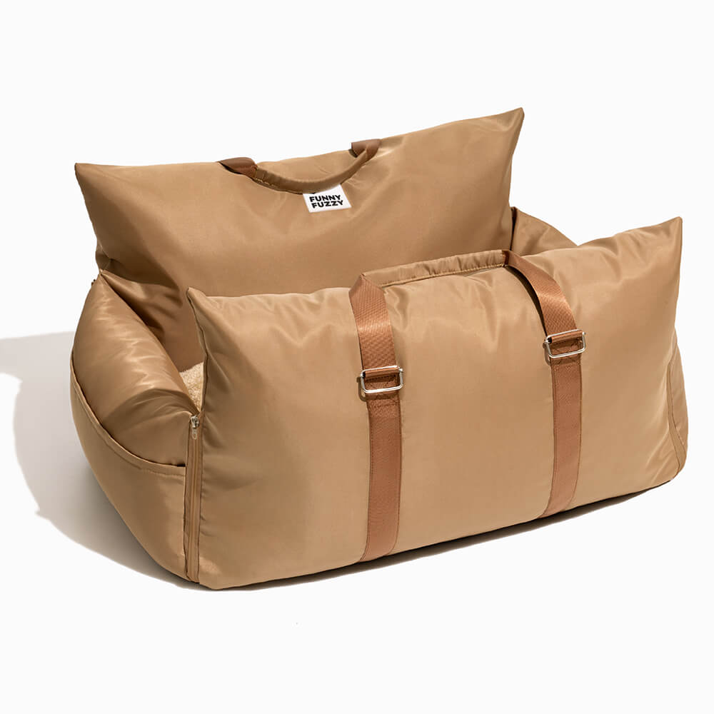 "Hunde Autositzbett Grau Einzelsitz, weich gepolstert, abnehmbar, stabilisierende Sicherheitsleinen für sicheres Reisen"