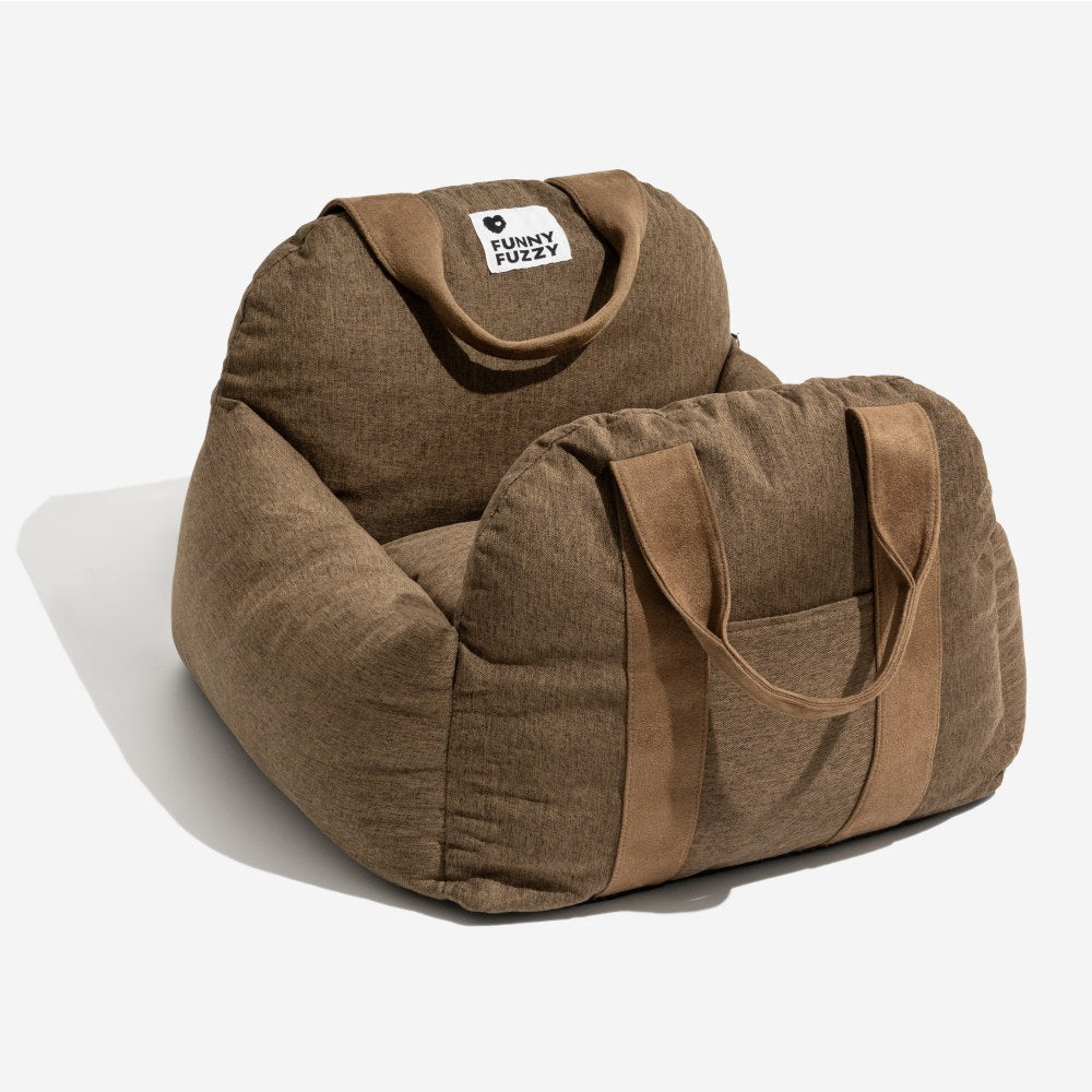 "Hunde Autositzbett Grau Einzelsitz, weich gepolstert, abnehmbar, stabilisierende Sicherheitsleinen für sicheres Reisen"