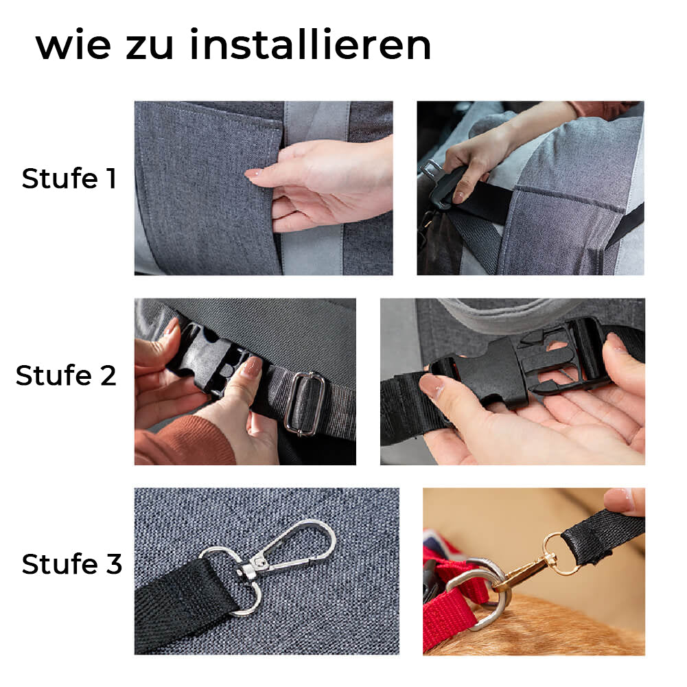 "Hunde Autositzbett Grau Einzelsitz, weich gepolstert, abnehmbar, stabilisierende Sicherheitsleinen für sicheres Reisen"