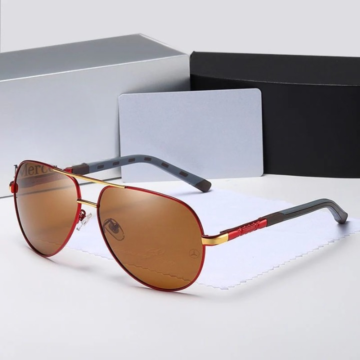 Caleb Sonnenbrille - Polarisierte UV400 Edelstahl Pilotenbrille