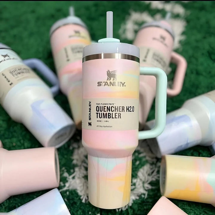 Isolierter Reisebecher 40oz | Edelstahl, Griff & Strohhalm