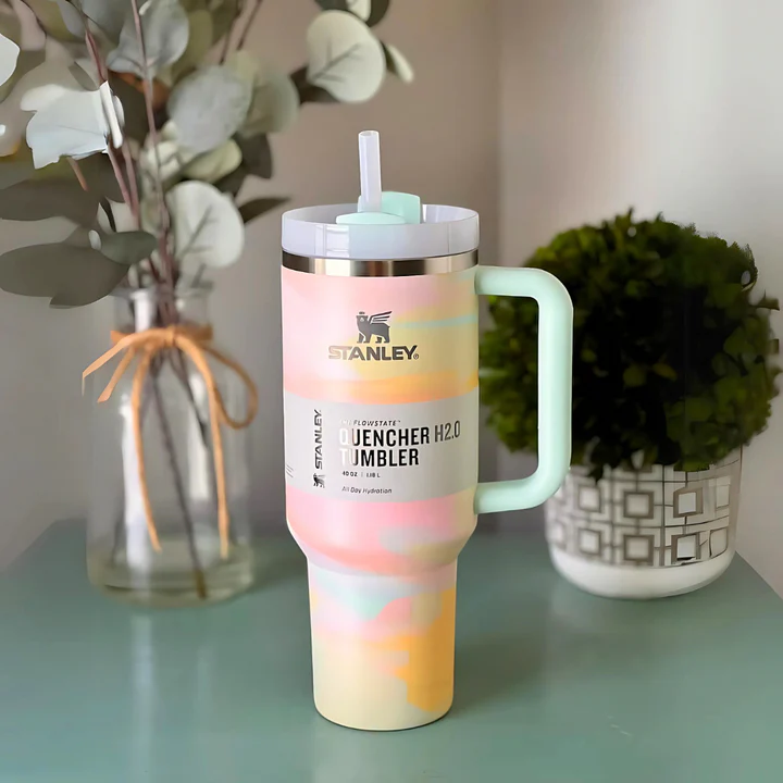Isolierter Reisebecher 40oz | Edelstahl, Griff & Strohhalm