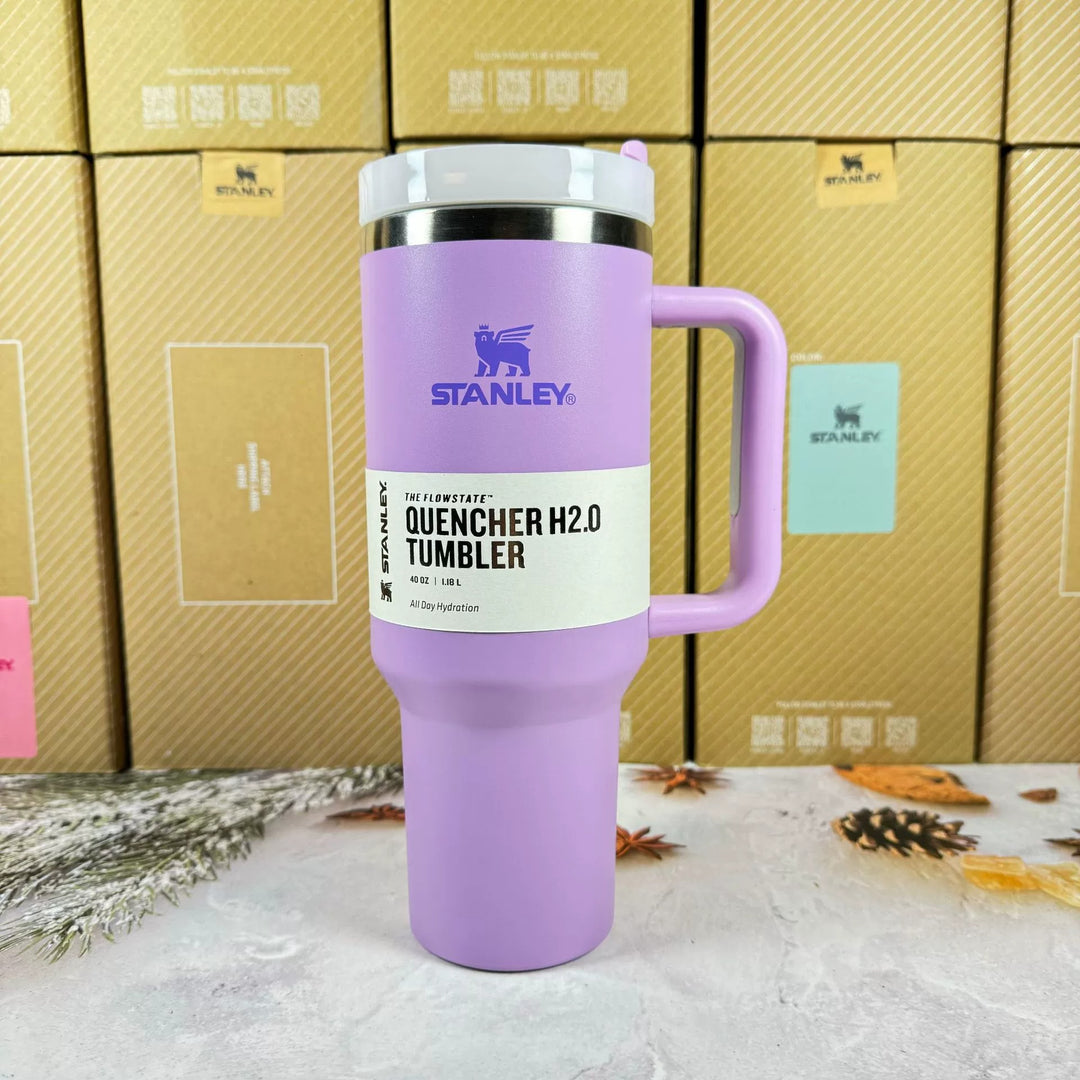 Isolierter Reisebecher 40oz | Edelstahl, Griff & Strohhalm