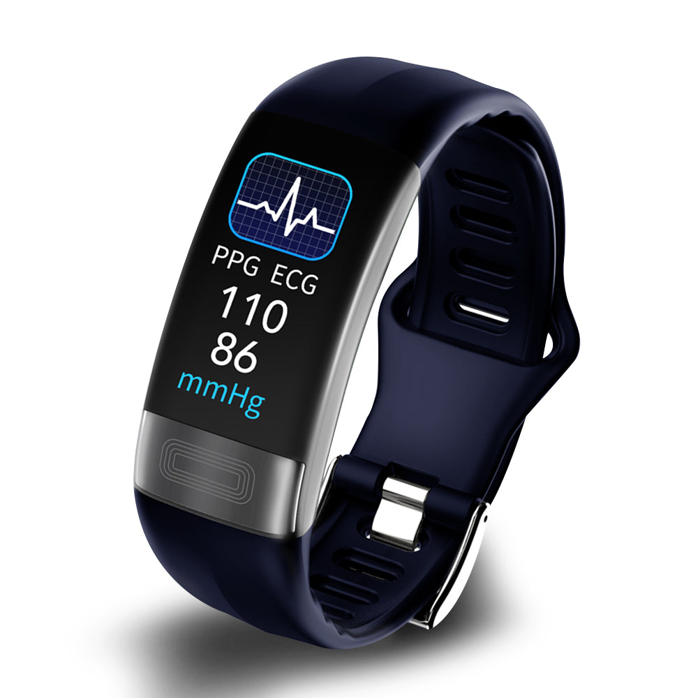 Innovatives Smart Armband in Schwarz mit EKG, Blutdrucküberwachung und Schlaftracker, FDA genehmigt für Gesundheitsdaten.