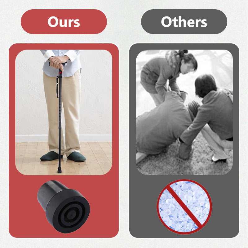 Intelligenter Spazierstock für Senioren, elegant schwarz, mit LED-Licht, Radiofunktion und Notfall.Länge einstellbar.