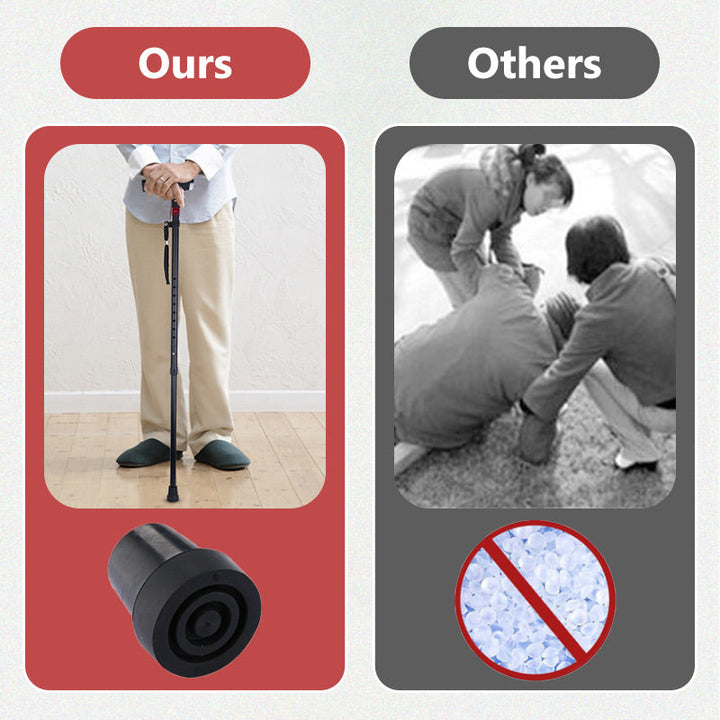 Intelligenter Spazierstock für Senioren, elegant schwarz, mit LED-Licht, Radiofunktion und Notfall.Länge einstellbar.