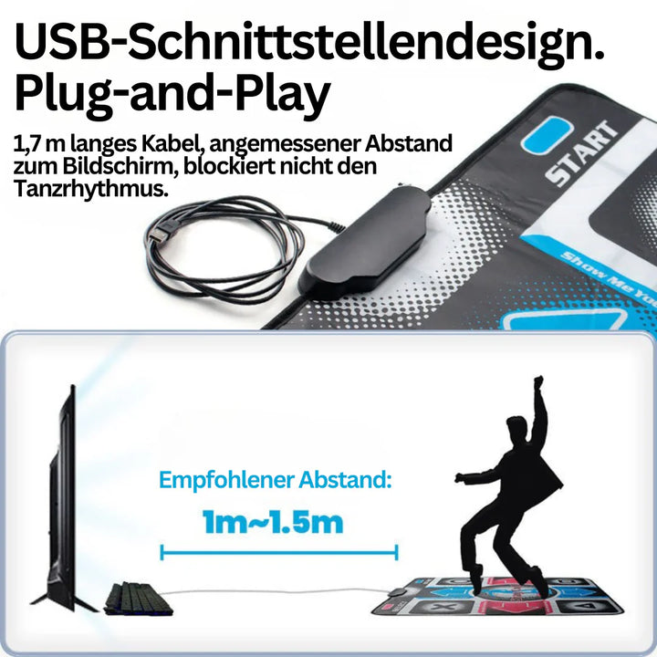 Interaktive Tanzmatte mit Musik, Bewegungssensor, ideal für Home Fitness, lustige Designs, fördert Bewegung und Koordination.