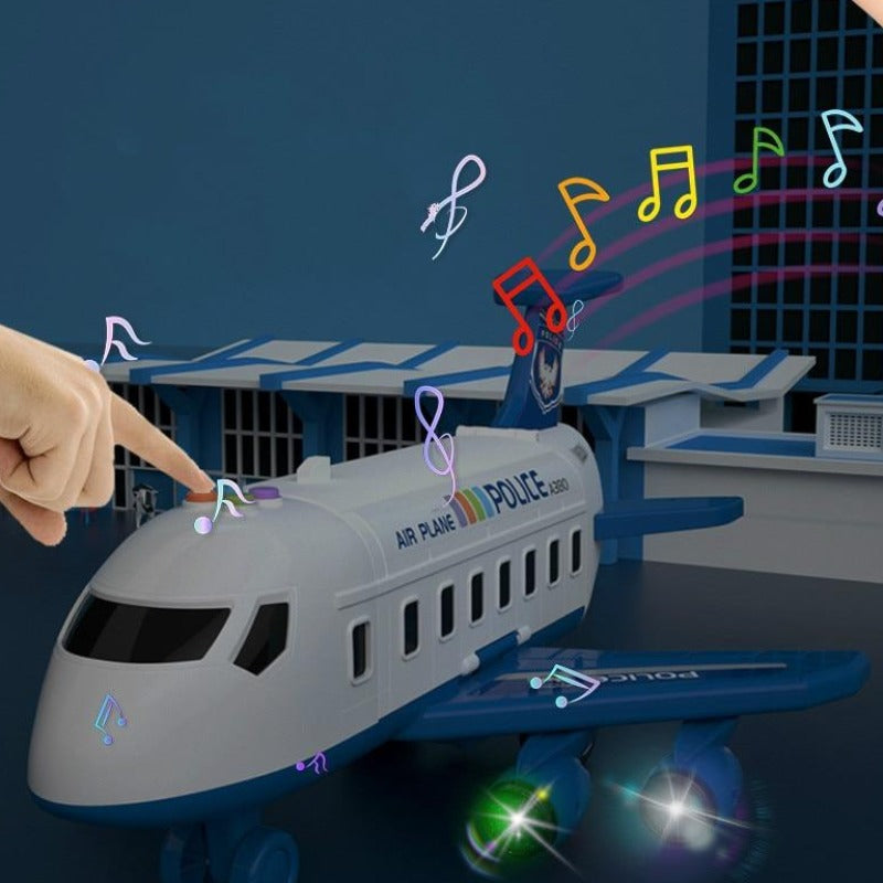 "Interaktives SkySurge Flugzeug-Spielset, großes Flugzeug mit Mini-Baufahrzeugen und buntem Zubehör für Kinder ab 3 Jahren"