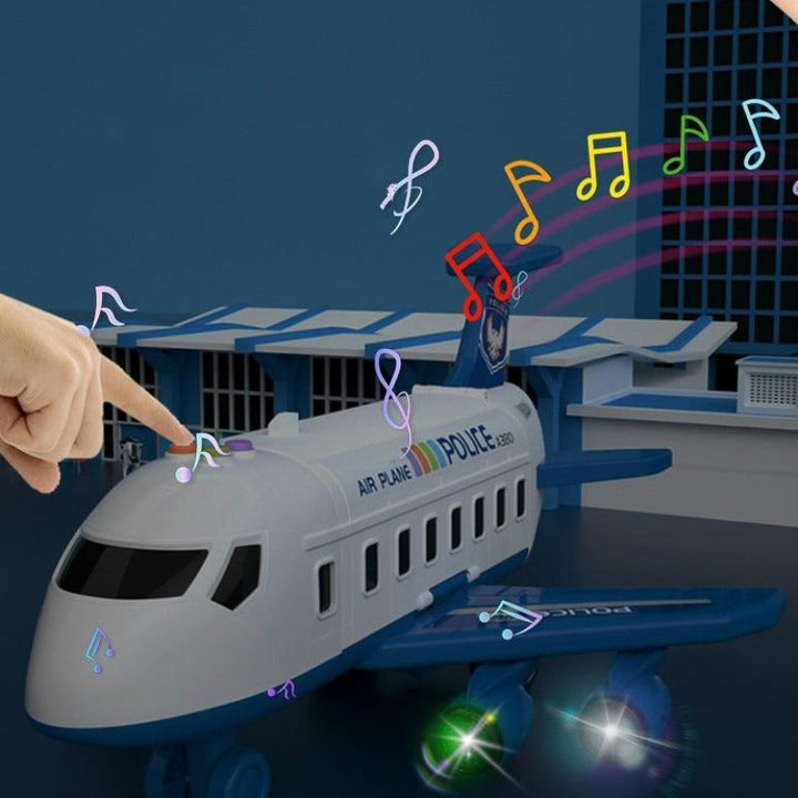 "Interaktives SkySurge Flugzeug-Spielset, großes Flugzeug mit Mini-Baufahrzeugen und buntem Zubehör für Kinder ab 3 Jahren"