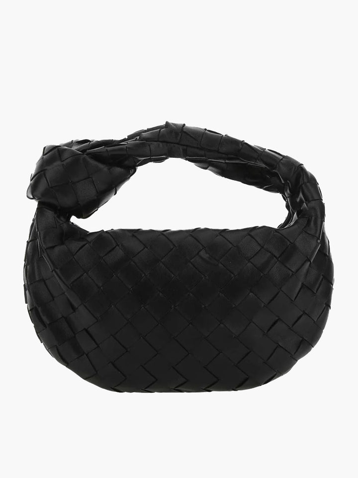 "Isabella gewebte Mini-Handtasche, Schwarz, handgewebt, elegant, vielseitig, Damenhandtasche, modernes Design, kompakt"