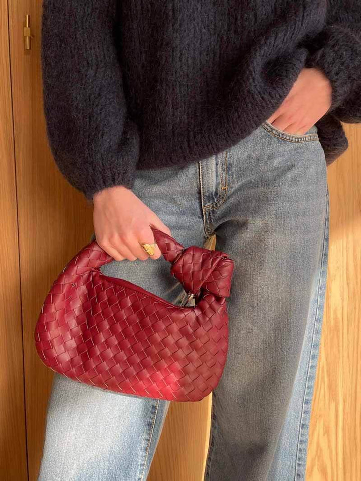 "Isabella gewebte Mini-Handtasche, Schwarz, handgewebt, elegant, vielseitig, Damenhandtasche, modernes Design, kompakt"
