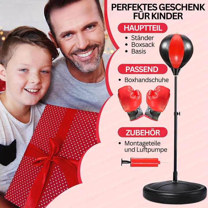 "Junior Boxsack Set mit verstellbarem Ständer, roten Handschuhen, ideal für Kinder-Boxtraining, Kraft- und Koordinationsverbe