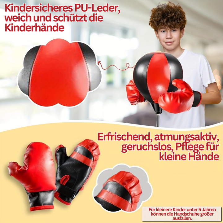 "Junior Boxsack Set mit verstellbarem Ständer, roten Handschuhen, ideal für Kinder-Boxtraining, Kraft- und Koordinationsverbe