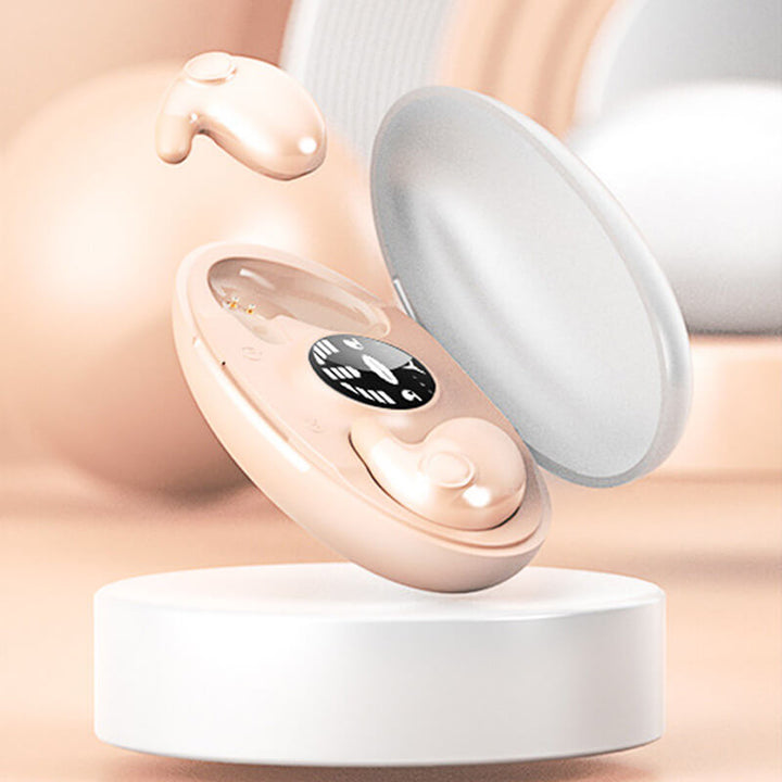 Kabellose, unsichtbare Schlafkopfhörer, ergonomisch und komfortabel, ideal für ungestörten Schlaf und entspannte Nächte.