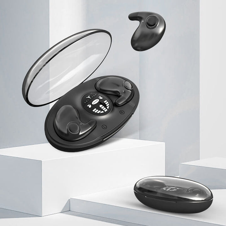 Kabellose, unsichtbare Schlafkopfhörer, ergonomisch und komfortabel, ideal für ungestörten Schlaf und entspannte Nächte.