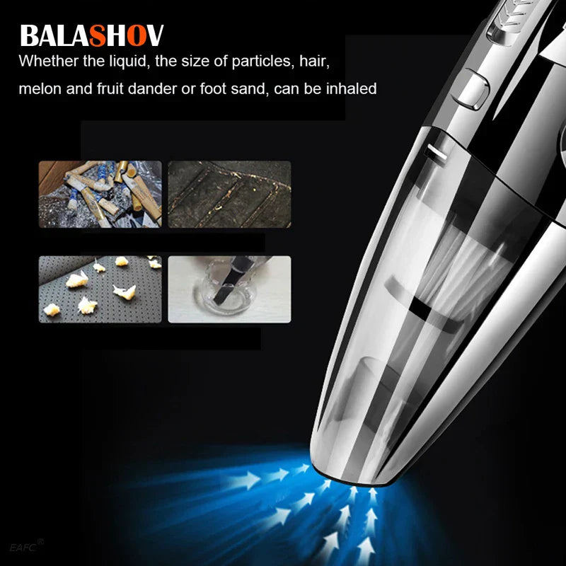 "Kabelloser Handstaubsauger mit ergonomischem Griff, leistungsstarker Zyklonsaugkraft, ideal für Zuhause und Auto."