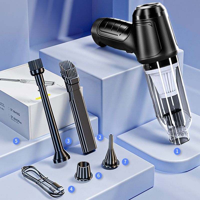 Kabelloser, kompakter 120W Autostaubsauger, grau und schwarz, leicht, vielseitig, ideal für Auto, Zuhause, Büro.