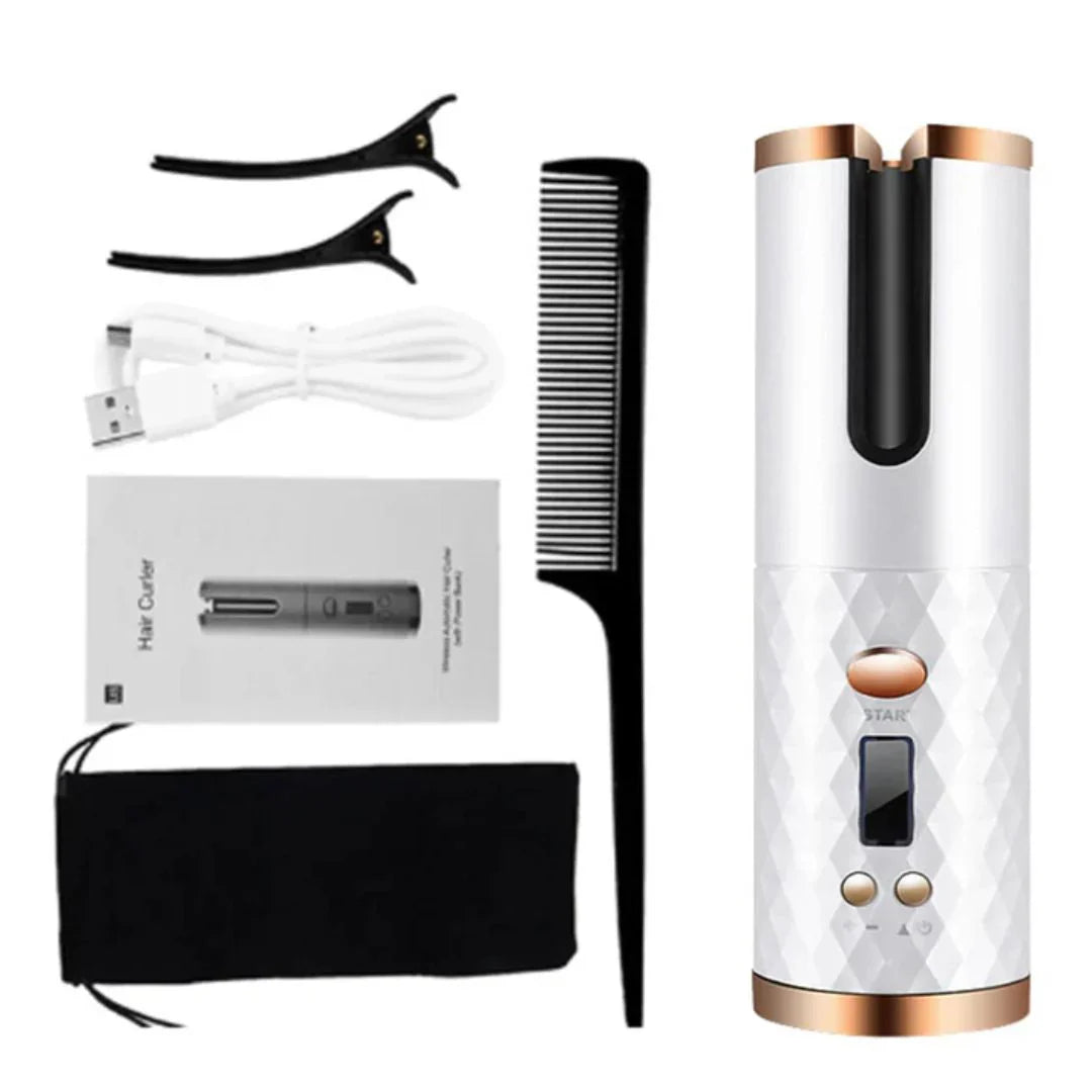 Kabelloser Lockenstyler für perfekte Locken, ergonomisches Design, mit Keramikbeschichtung, ideal für unterwegs.