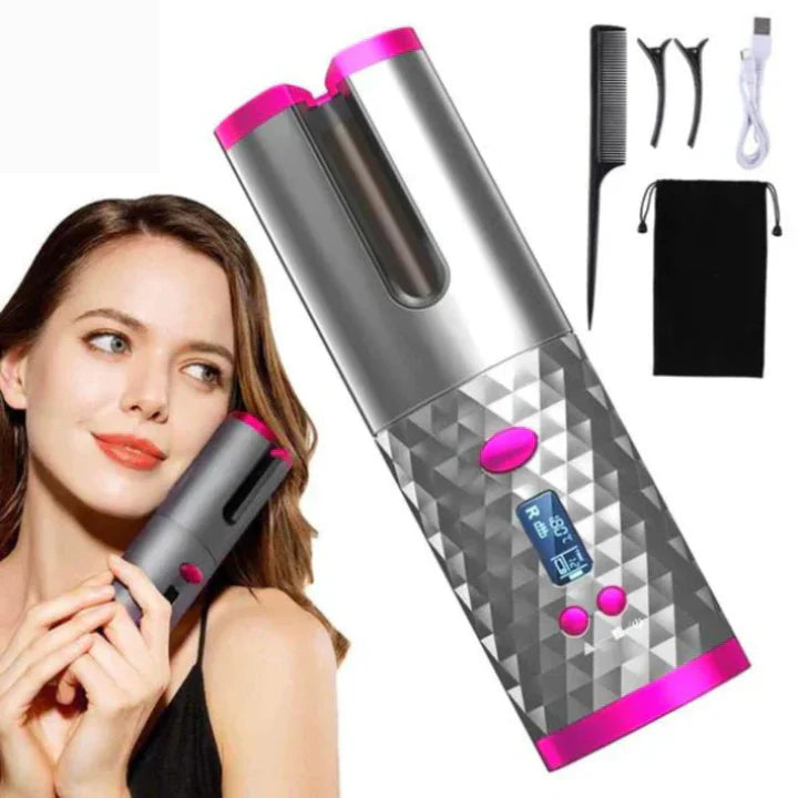 Kabelloser Lockenstyler für perfekte Locken, ergonomisches Design, mit Keramikbeschichtung, ideal für unterwegs.