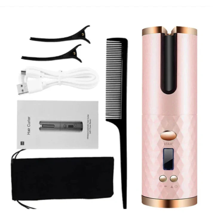 Kabelloser Lockenstyler für perfekte Locken, ergonomisches Design, mit Keramikbeschichtung, ideal für unterwegs.