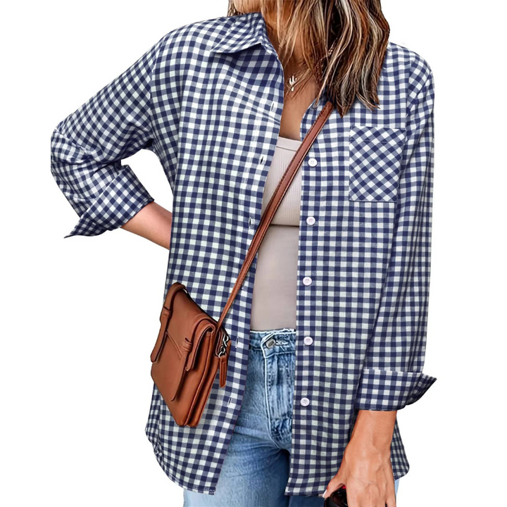 Kariertes Flanell Damenhemd, langarm, weich und gemütlich, ideale Wahl für kühle Tage, stilvolles Design für Frauen.