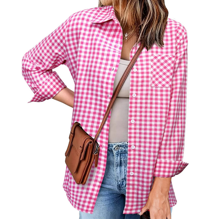 Kariertes Flanell Damenhemd, langarm, weich und gemütlich, ideale Wahl für kühle Tage, stilvolles Design für Frauen.