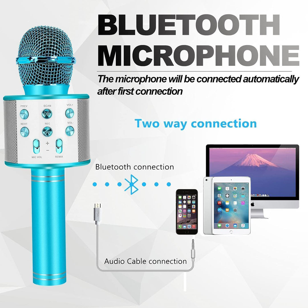 "Kinder Karaoke Mikrofon in lebhaften Farben, tragbar mit Bluetooth, ideal für spaßige Karaoke-Partys und Unterhaltung."