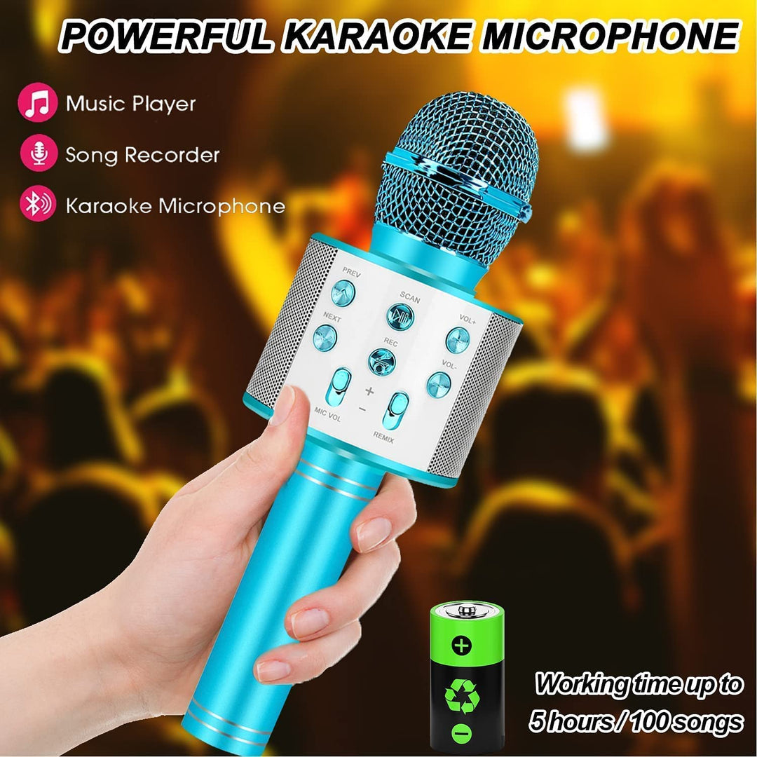 "Kinder Karaoke Mikrofon in lebhaften Farben, tragbar mit Bluetooth, ideal für spaßige Karaoke-Partys und Unterhaltung."