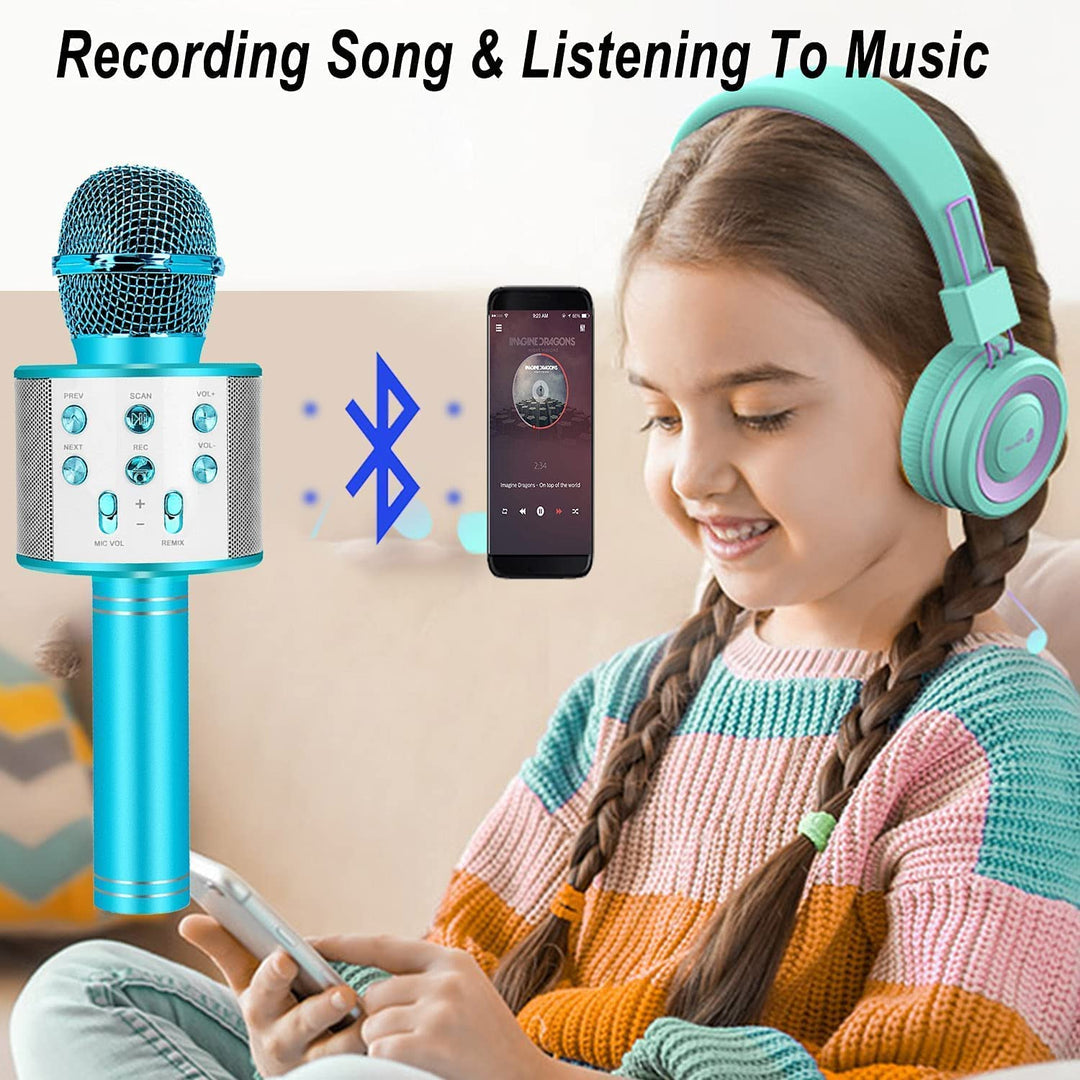 "Kinder Karaoke Mikrofon in lebhaften Farben, tragbar mit Bluetooth, ideal für spaßige Karaoke-Partys und Unterhaltung."