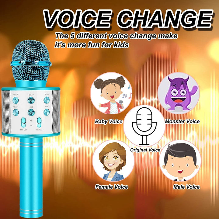 "Kinder Karaoke Mikrofon in lebhaften Farben, tragbar mit Bluetooth, ideal für spaßige Karaoke-Partys und Unterhaltung."