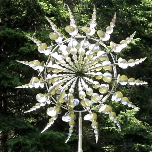 "Kinetisches Metall-Windrad, mehrfarbig, 18 Flügel, erzeugt faszinierendes Farbspektakel, ideal für Gartendekor"