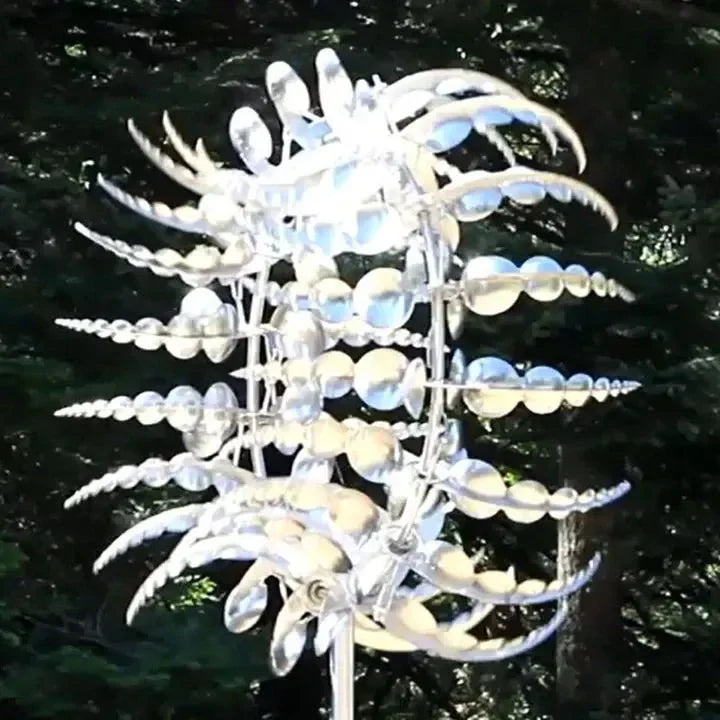"Kinetisches Metall-Windrad, mehrfarbig, 18 Flügel, erzeugt faszinierendes Farbspektakel, ideal für Gartendekor"