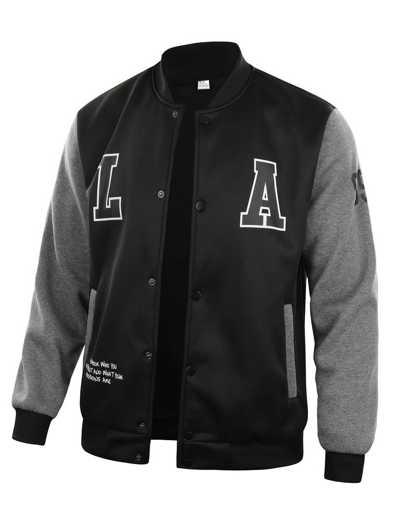 Klassische Herren College-Jacke in ikonischem Design, vielseitig und modern, in Grün, Ingwer oder Schwarz erhältlich.