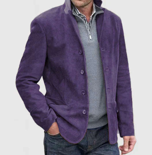 "Klassische Herren Wildlederjacke in Marine, eleganter Schnitt, modern und komfortabel, hochwertige Verarbeitung"