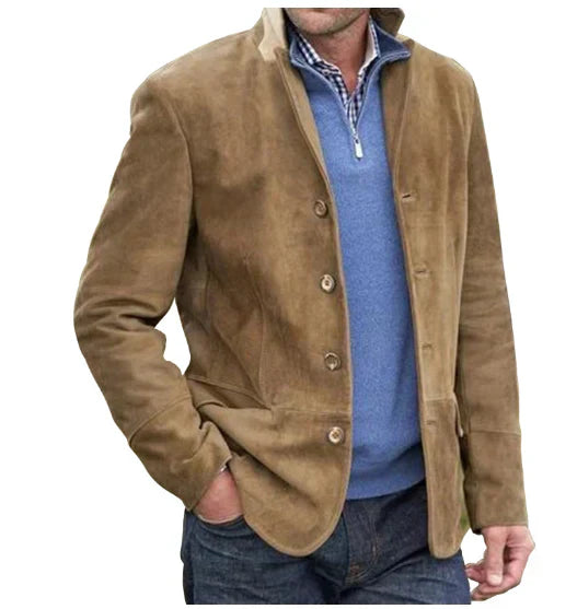 "Klassische Herren Wildlederjacke in Marine, eleganter Schnitt, modern und komfortabel, hochwertige Verarbeitung"
