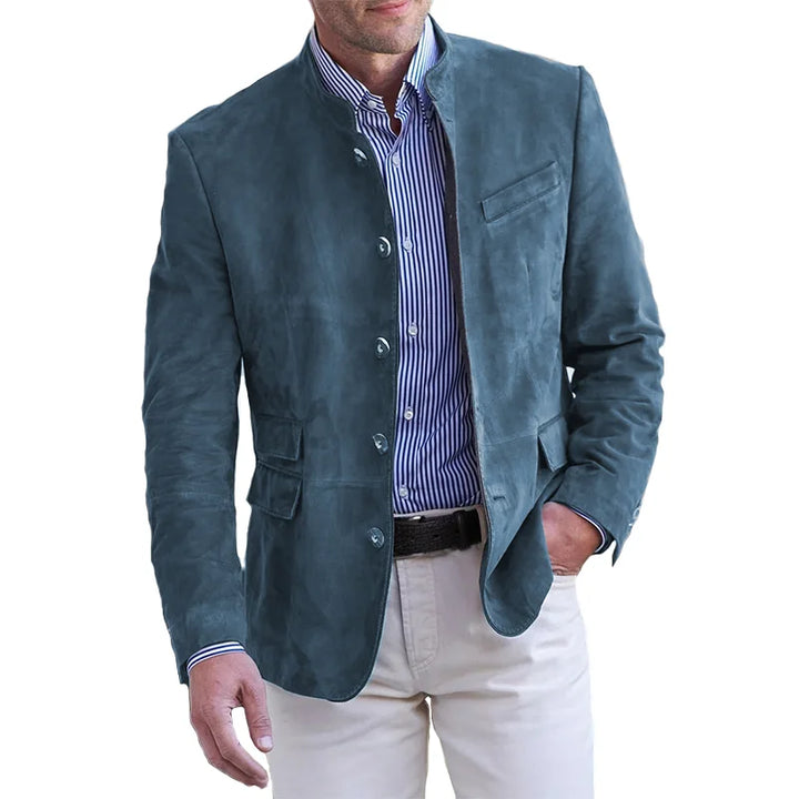 "Klassische Herrenjacke in Blau, Dunkelgrau, Khaki; elegantes Design, hochwertige Handarbeit, stilvoll und komfortabel."
