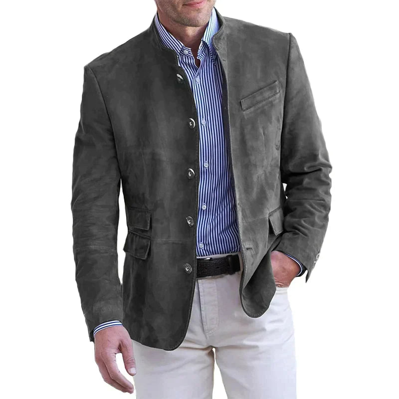 "Klassische Herrenjacke in Blau, Dunkelgrau, Khaki; elegantes Design, hochwertige Handarbeit, stilvoll und komfortabel."