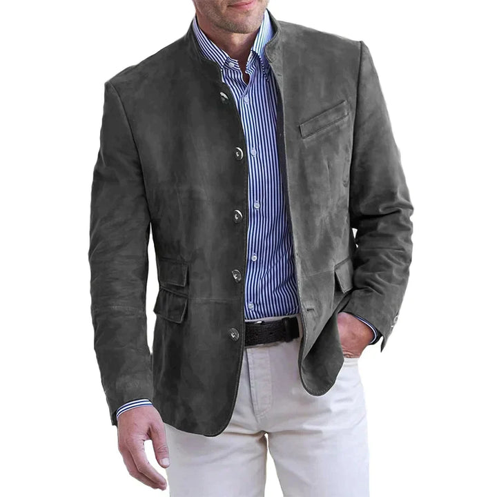 "Klassische Herrenjacke in Blau, Dunkelgrau, Khaki; elegantes Design, hochwertige Handarbeit, stilvoll und komfortabel."