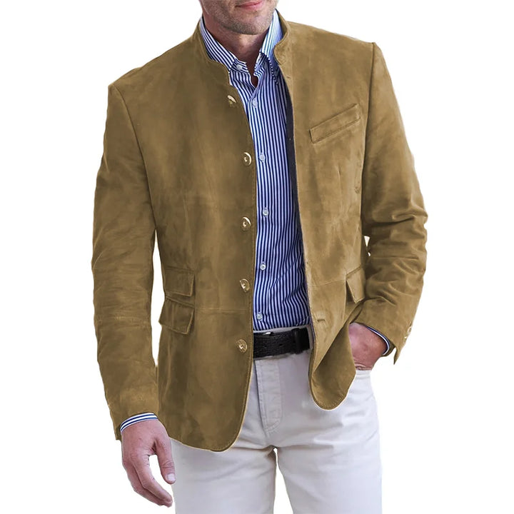 "Klassische Herrenjacke in Blau, Dunkelgrau, Khaki; elegantes Design, hochwertige Handarbeit, stilvoll und komfortabel."