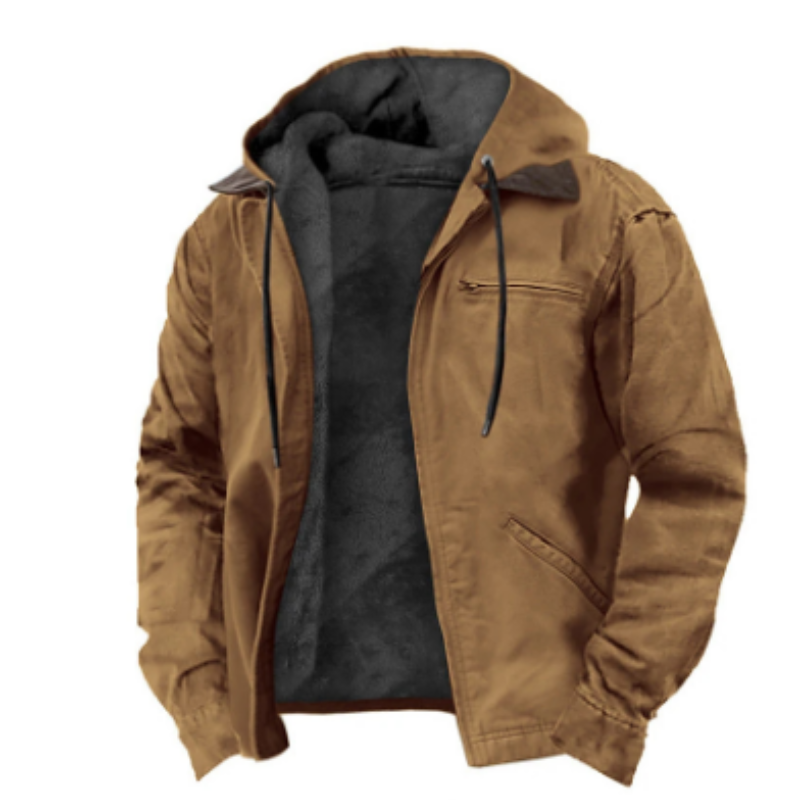 "Klassische Ryder Herren Kapuzenjacke in Blau, warm gefüttert, mit Kapuze, ideal für kalte Tage und vielseitig kombinierbar."