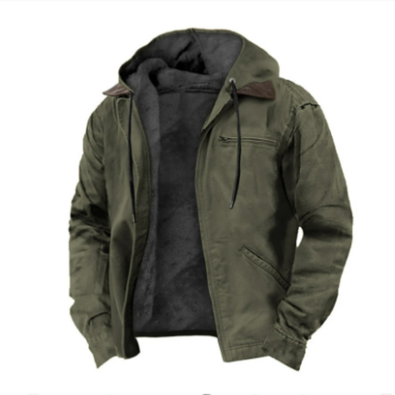 "Klassische Ryder Herren Kapuzenjacke in Blau, warm gefüttert, mit Kapuze, ideal für kalte Tage und vielseitig kombinierbar."
