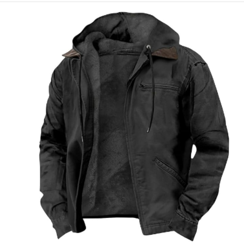 "Klassische Ryder Herren Kapuzenjacke in Blau, warm gefüttert, mit Kapuze, ideal für kalte Tage und vielseitig kombinierbar."