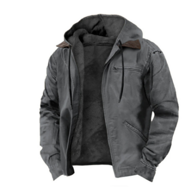 "Klassische Ryder Herren Kapuzenjacke in Blau, warm gefüttert, mit Kapuze, ideal für kalte Tage und vielseitig kombinierbar."