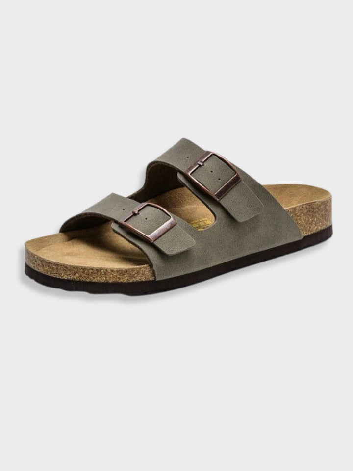 "Klassische schwarze Sandalen im Arizona-Stil für Männer, hochwertige Materialien, perfekte Freizeit- und Anlasswahl."
