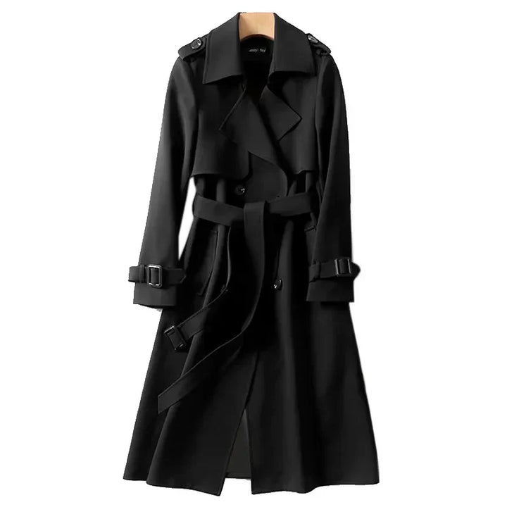 Klassischer Damen Trenchcoat in Beige, wasserdicht, zeitloses Design, ideal für wechselnde Witterungen und elegante Anlässe.