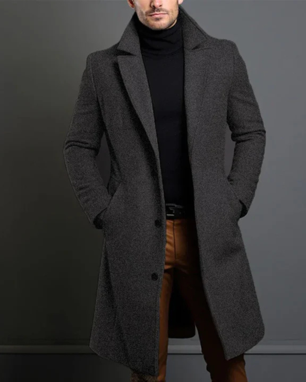 Klassischer Herren Trenchcoat aus Baumwolle in Beige mit verstellbarem Gürtel, ideal für elegante und lässige Anlässe.
