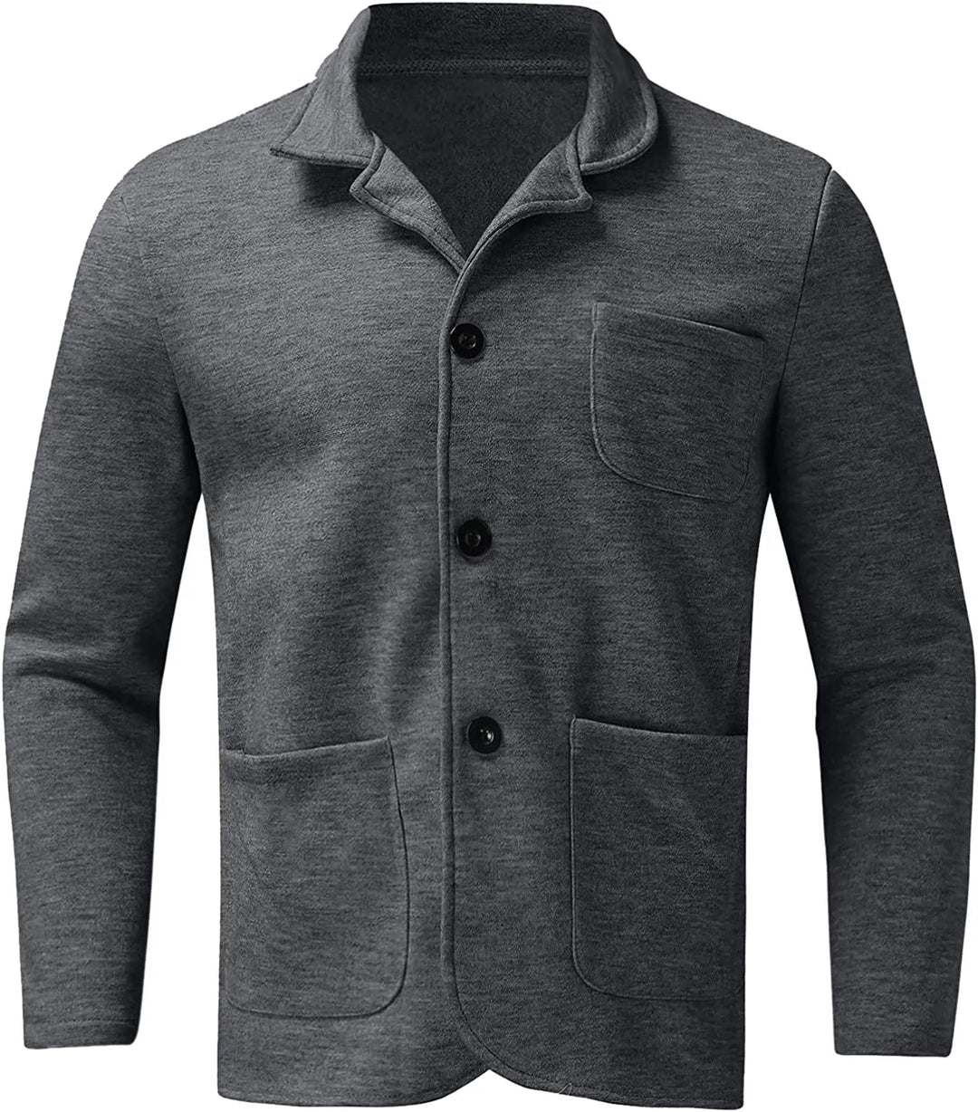 Klassischer Herrenblazer, zeitloses Design, dunkles Grau, elegante Passform, ideal für formelle und informelle Anlässe.