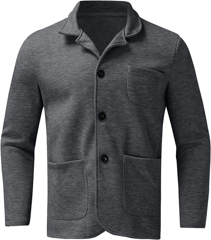 Klassischer Herrenblazer, zeitloses Design, dunkles Grau, elegante Passform, ideal für formelle und informelle Anlässe.