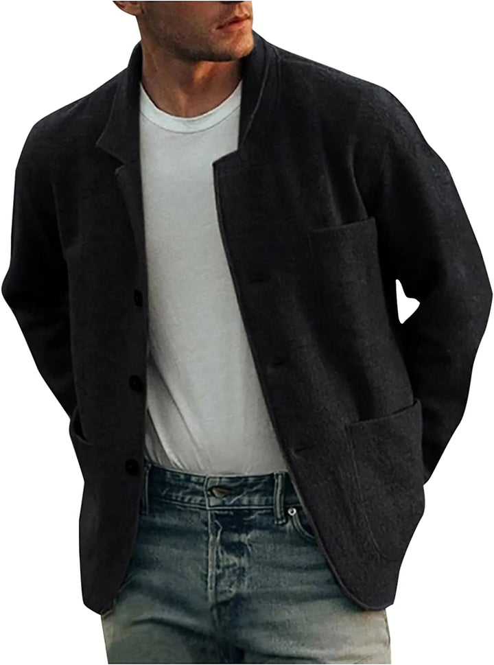 Klassischer Herrenblazer, zeitloses Design, dunkles Grau, elegante Passform, ideal für formelle und informelle Anlässe.